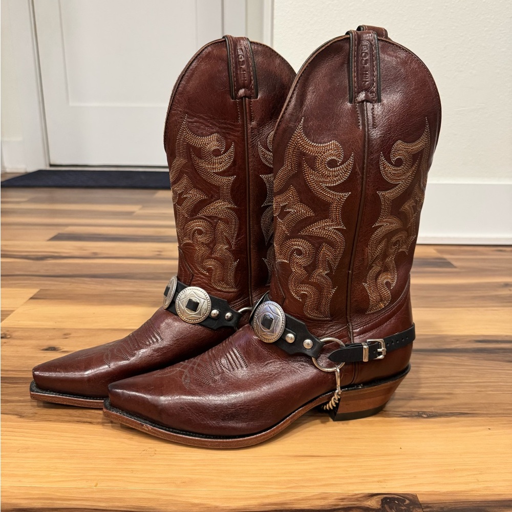Boulet Men’s Snip Toe Leather Cowboy Boots size 9 model 0627